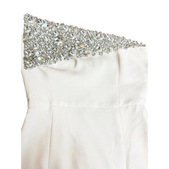 Afffair NWT Glamazone Crystal Embellished Ivory Strapless Gown XS - Picture 6 of 13